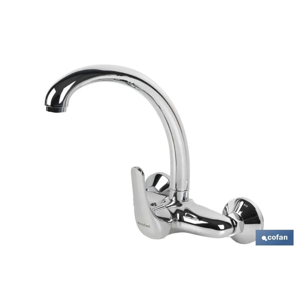 GRIFO DE COCINA/ LAVADERO MONOMANDO PARA PARED CON CAÑO ALTO