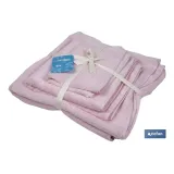JUEGO DE 3 TOALLAS ROSA CLARO 580 G/M2 GAMA FLOR 30X50  50X100  70X140 CM