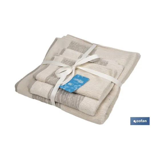 JUEGO DE 3 TOALLAS NATURE 600 G/M2  GAMA ALMA 30X50  50X100  70X140 CM