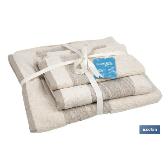JUEGO DE 3 TOALLAS NATURE 600 G/M2  GAMA ALMA 30X50  50X100  70X140 CM