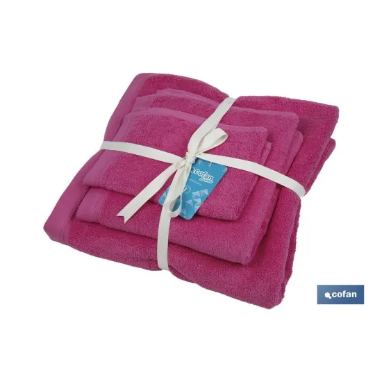 JUEGO DE 3  TOALLAS FUCSIA 580 G/M2  GAMA PRIMAVERA 30X50  50X100  70X140 CM