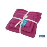 JUEGO DE 3  TOALLAS FUCSIA 580 G/M2  GAMA PRIMAVERA 30X50  50X100  70X140 CM