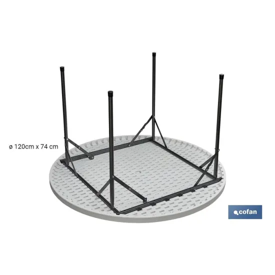 MESA REDONDA PLEGABLE BLANCA 120x74cm