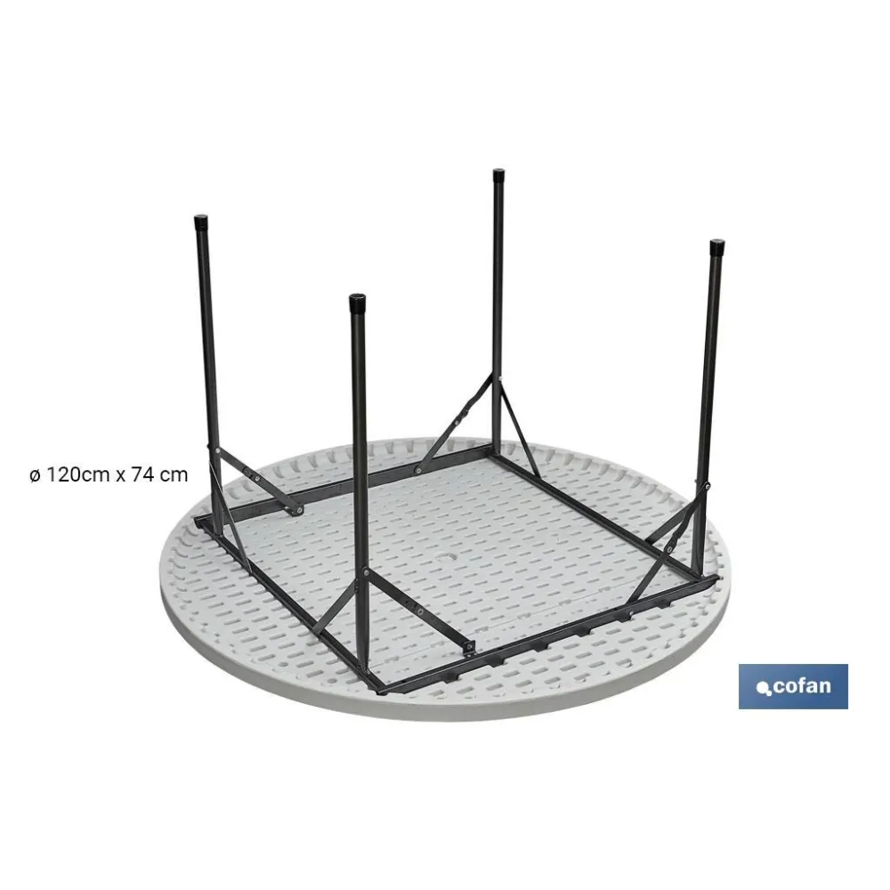 MESA REDONDA PLEGABLE BLANCA 120x74cm