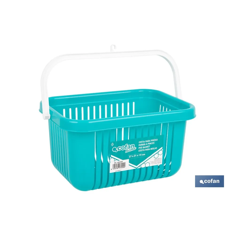 CESTA PARA PINZAS AZUL TURQUESA 27 X 21 X 14 CM