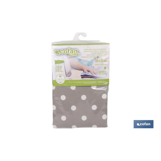FUNDA ACOLCHADA PARA TABLA DE PLANCHAR 135 X 53 CM  LUNARES