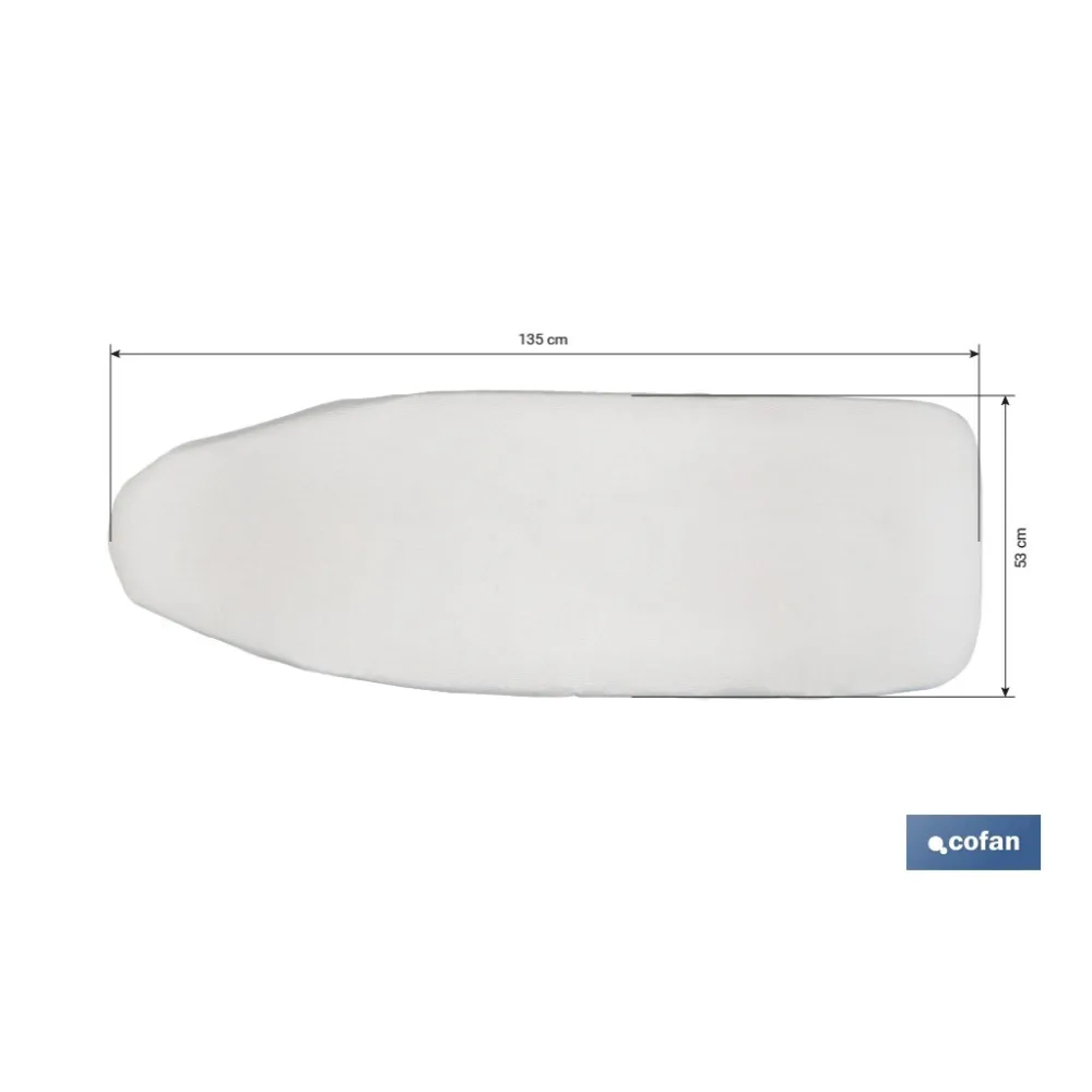 FUNDA ACOLCHADA PARA TABLA DE PLANCHAR 135 X 53 CM  GRIS METALIZADO