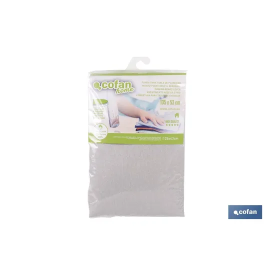 FUNDA ACOLCHADA PARA TABLA DE PLANCHAR 135 X 53 CM  GRIS METALIZADO