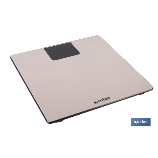 BÁSCULA DE BAÑO DIGITAL DE COLOR PIEDRA CON PANTALLA LED 30 X 30 X 2,2 CM