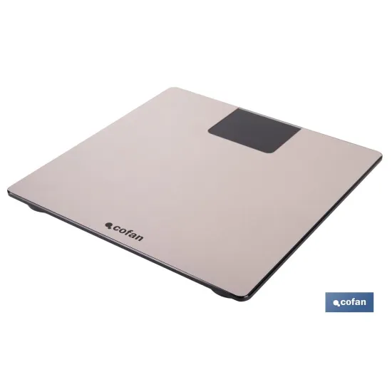 BÁSCULA DE BAÑO DIGITAL DE COLOR PIEDRA CON PANTALLA LED 30 X 30 X 2,2 CM