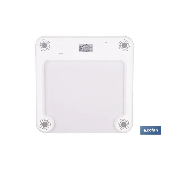 BÁSCULA DE BAÑO DIGITAL BLANCA CON PANTALLA LCD, USB Y MEDICIÓN IMC DE GRASA VISCERAL 30 X 30 X 2,2 CM