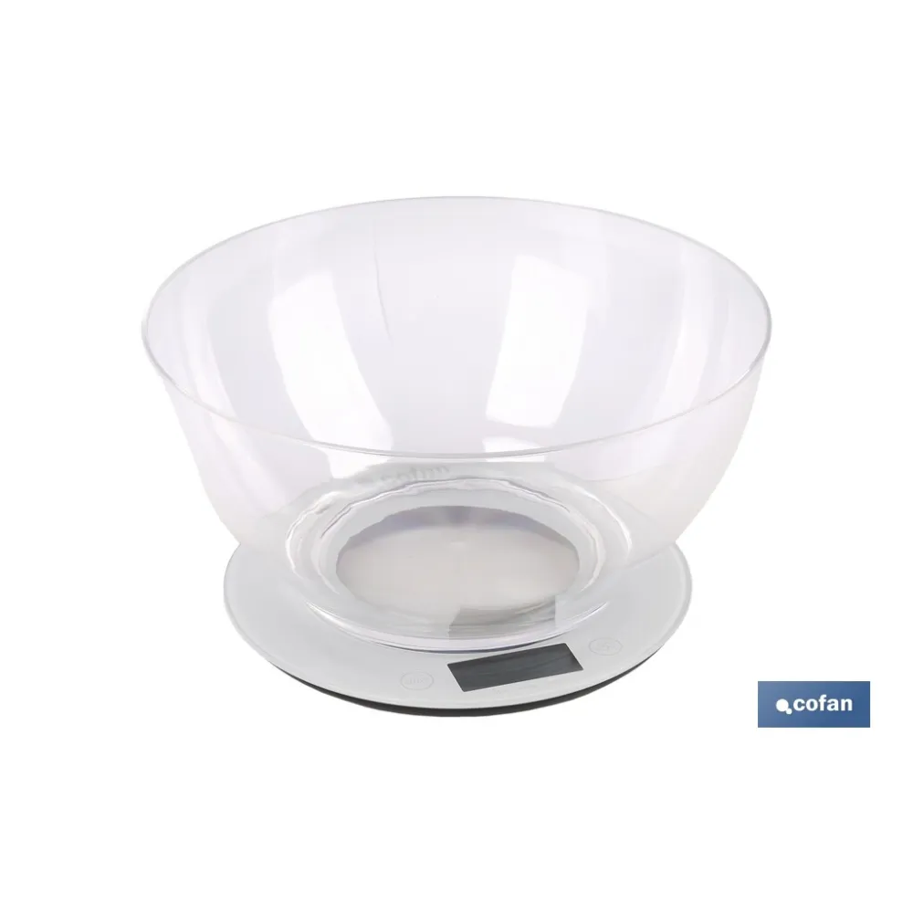 BÁSCULA DE COCINA DIGITAL CON CUENCO DE CAPACIDAD 3,8 L 10 KILOS Ø25,5 X 14 CM