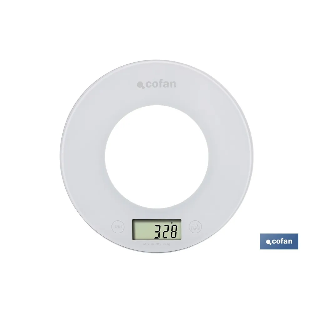 BÁSCULA DE COCINA DIGITAL CON CUENCO DE CAPACIDAD 3,8 L 10 KILOS Ø25,5 X 14 CM