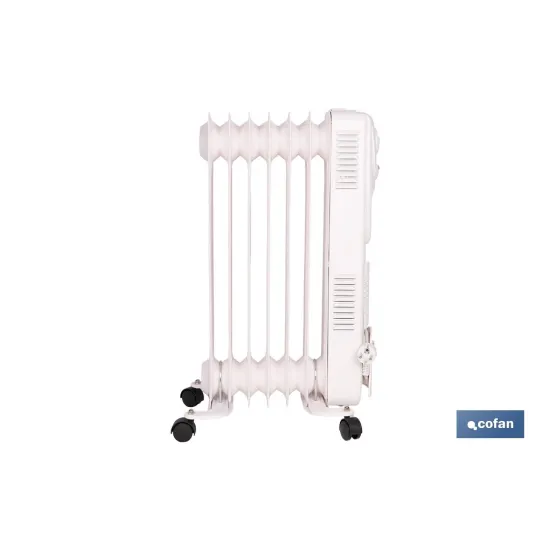 RADIADOR DE ACEITE CON TERMOSTATO REGULABLE Y VENTILADOR 7 ELEMENTOS 1500 W