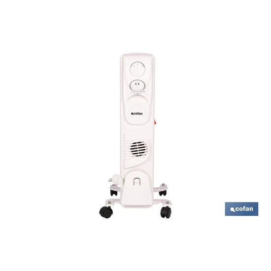 RADIADOR DE ACEITE CON TERMOSTATO REGULABLE Y VENTILADOR 7 ELEMENTOS 1500 W