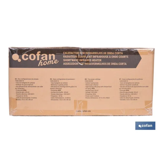 CALEFACTOR ONDA CORTA DE INFRARROJOS 1500/3000 W