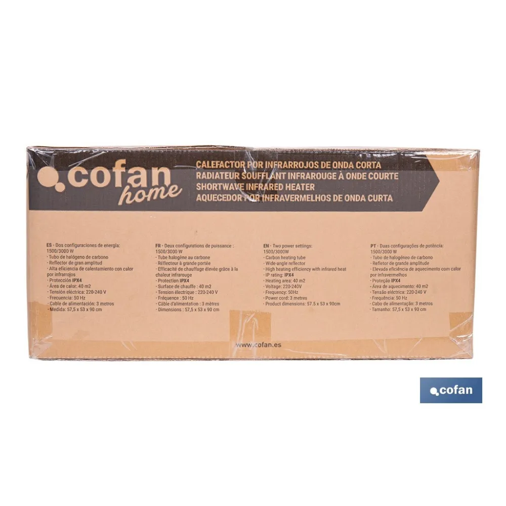 CALEFACTOR ONDA CORTA DE INFRARROJOS 1500/3000 W