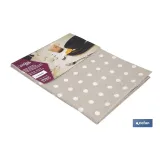 MANTEL REDONDO TOPOS LINO ANTIMANCHAS RESINADO CONFECCIONADO 50% ALGODÓN 50% POLIESTER 1,40 M