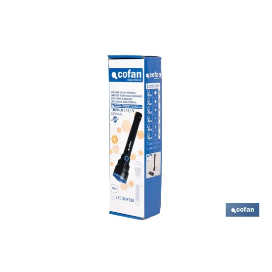 LINTERNA HIGH POWER LED 18.000 LM CON 6 FUNCIONES Ø65 X 322 MM