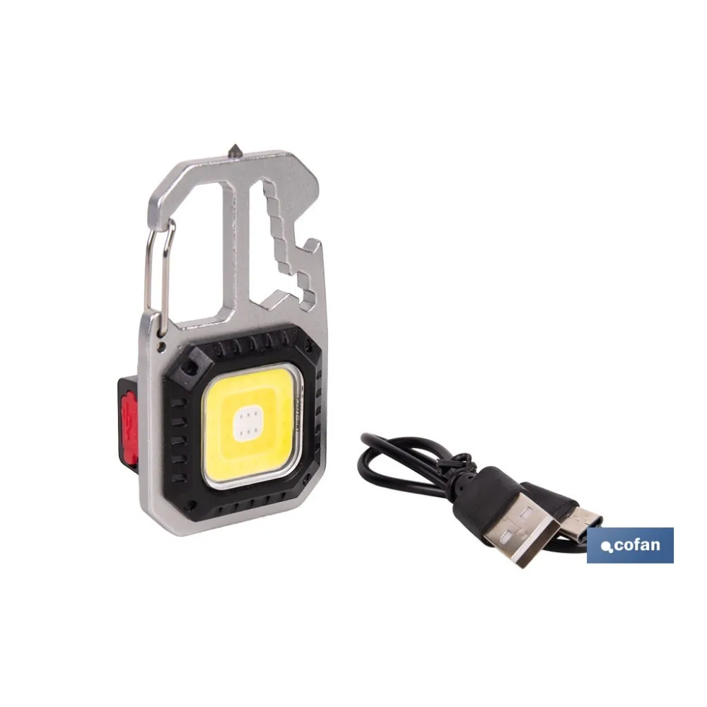 LLAVERO LINTERNA MULTIFUNCIONAL COB 400 LM CON 7 FUNCIONES