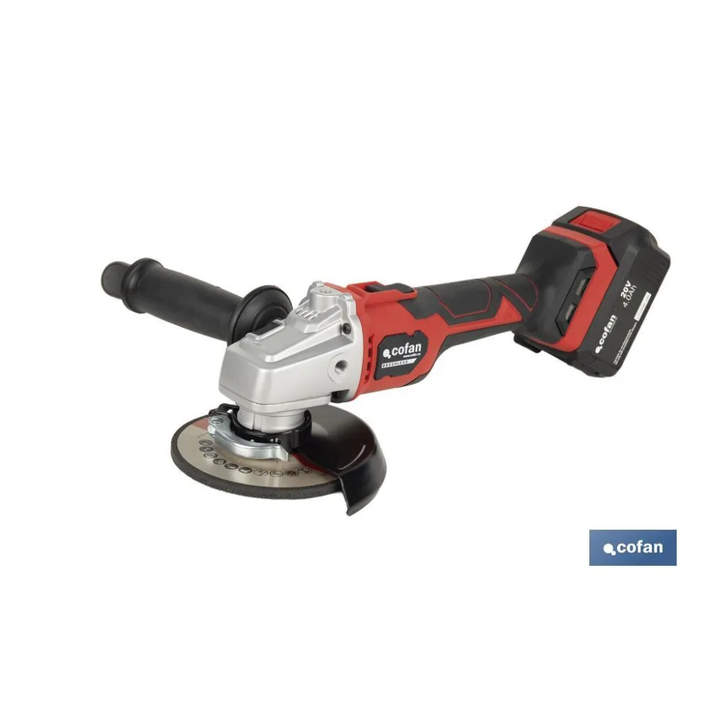 AMOLADORA A BATERÍA Li-ion 20 V 10.000 RPM - 115/125 MM