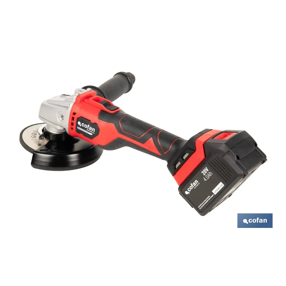 AMOLADORA A BATERÍA Li-ion 20 V 10.000 RPM - 115/125 MM