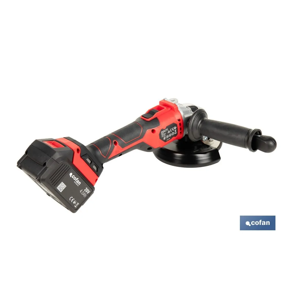 AMOLADORA A BATERÍA Li-ion 20 V 10.000 RPM - 115/125 MM