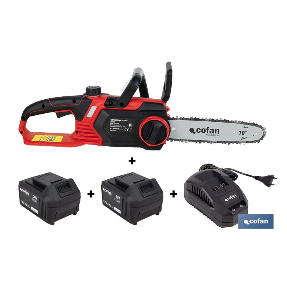 CONJUNTO MOTOSIERRA A BATERÍA 20 V + BATERÍA ADICIONAL 20 V 4.0 Ah