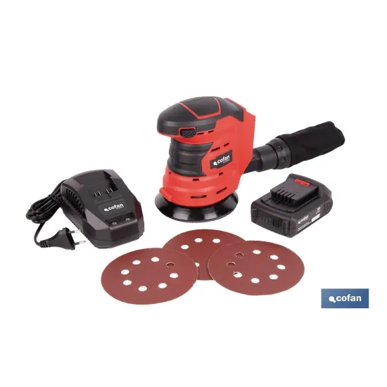 LIJADORA ORBITAL A BATERÍA Li-ion 20 V 125 MM 10000 RPM