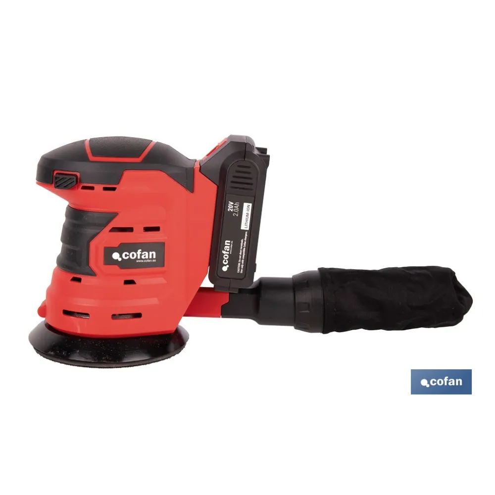 LIJADORA ORBITAL A BATERÍA Li-ion 20 V 125 MM 10000 RPM