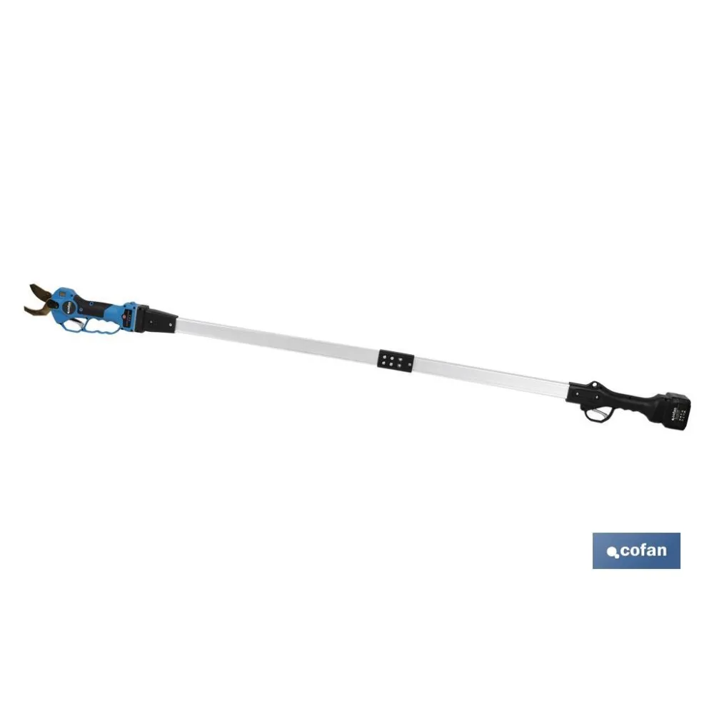 CONJUNTO TIJERAS DE PODAR A BATERÍA + PÉRTIGA EXTENSIBLE 130 CM