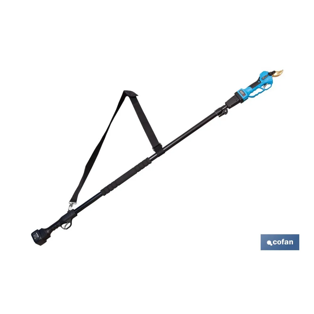 CONJUNTO TIJERAS DE PODAR A BATERÍA + PÉRTIGA EXTENSIBLE 140 - 207 CM