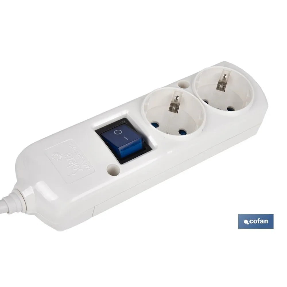 BASE BIPOLAR 2 TOMAS Y PROLONGACIÓN 1,5M CON INTERRUPTOR LUMINOS 16A250V