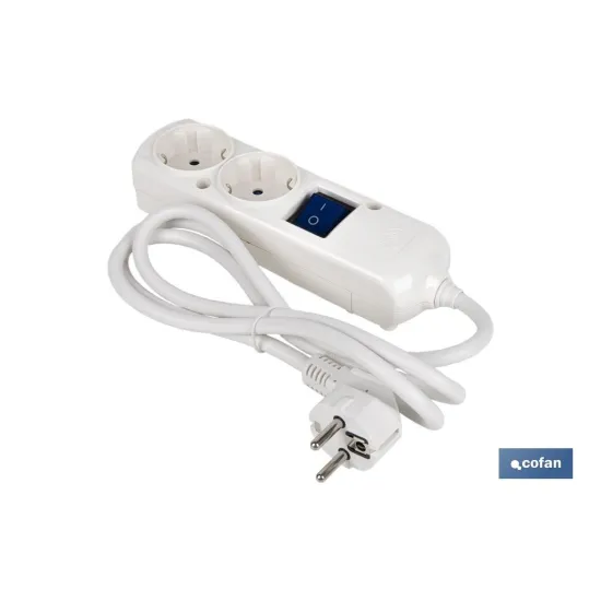 BASE BIPOLAR 2 TOMAS Y PROLONGACIÓN 1,5M CON INTERRUPTOR LUMINOS 16A250V