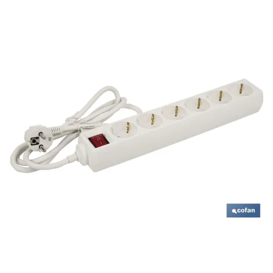 BASE MÚLTIPLE 6T. 1,4M CABLE C/INT. (16A-250V)