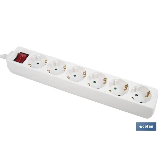 BASE MÚLTIPLE 6T. 1,4M CABLE C/INT. (16A-250V)