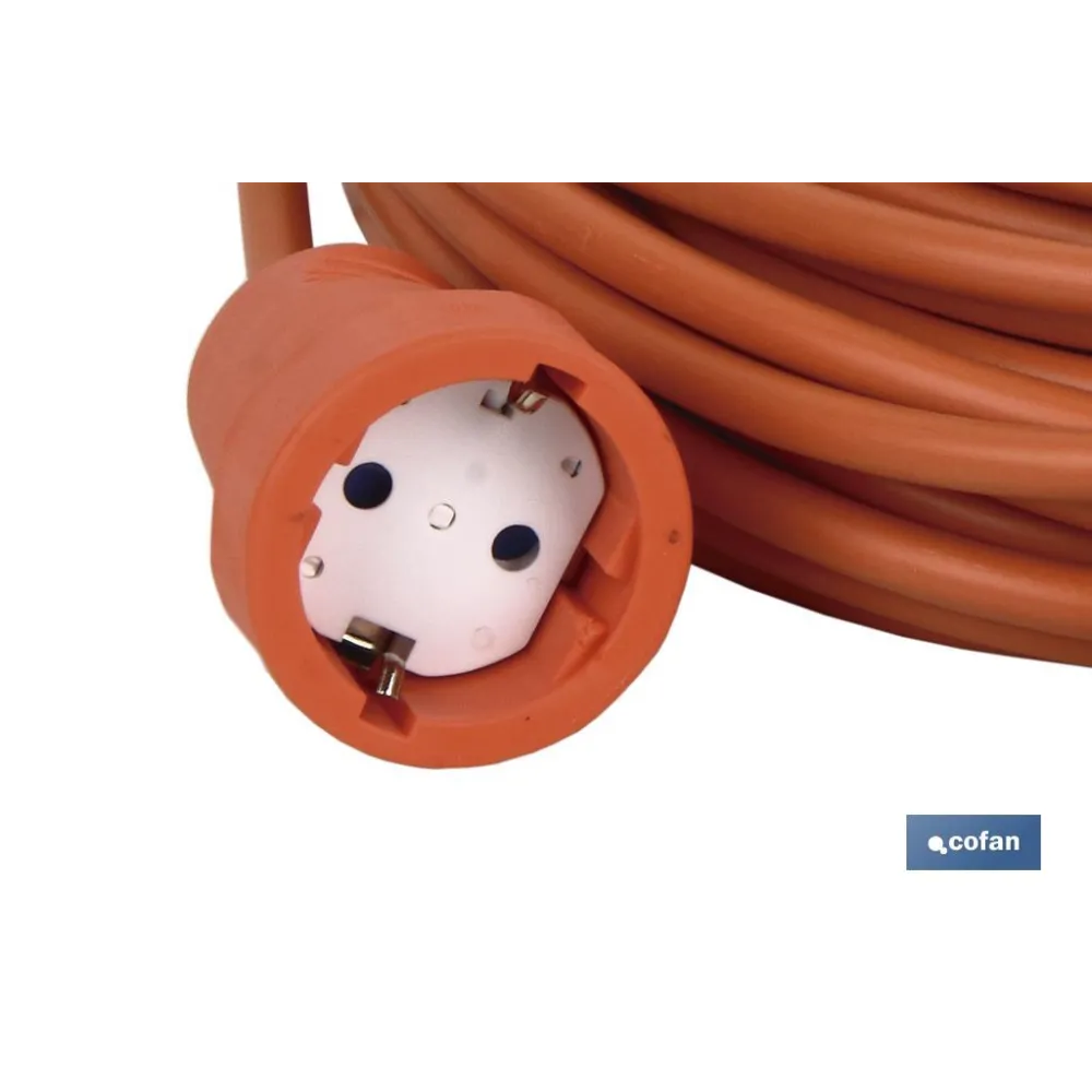 PROLONGADOR BIPOLAR CON T/T LATERAL 16A250V CABLE 25M NARANJA