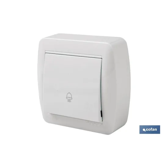 PULSADOR CAMPANA SUPERFICIE MODELO ATLANTIS 10A BLANCO