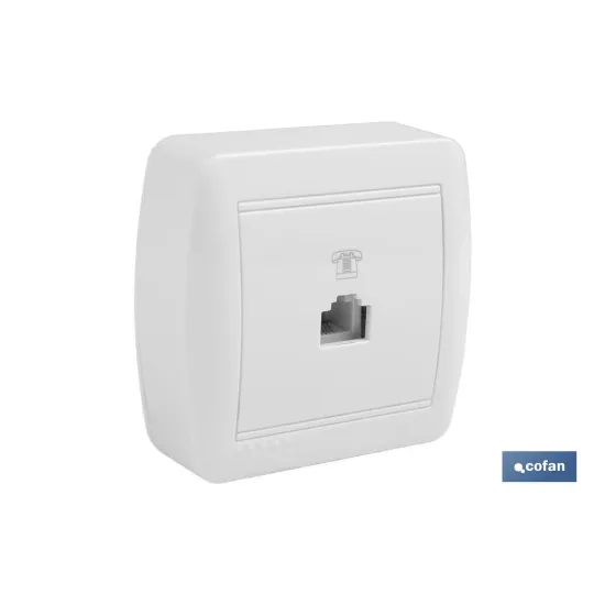 BASE TELEFONO RJ11 SUPERFICIE BLANCO MODELO ATLANTIS