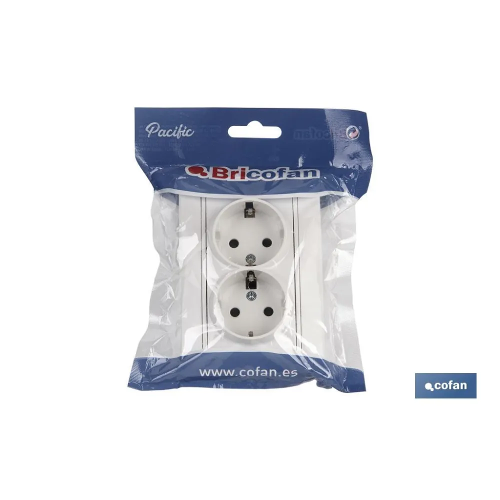 BASE DOBLE BIPOLAR MODELO PACIFIC 16A250V CON OBTURADOR Y EMBORNAMIENTO POR TORNILLO