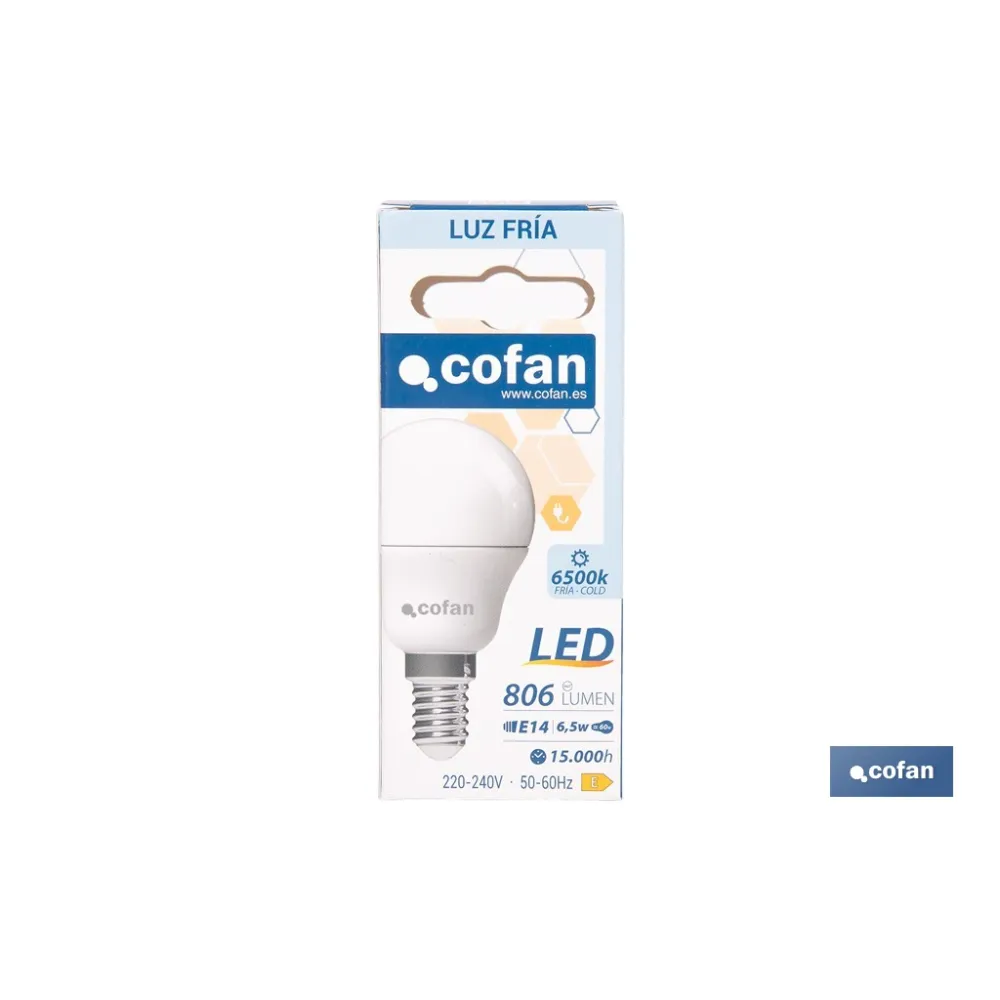 BOMBILLA LED ESFÉRICA E14 6.5 W 806 LM 6500 K