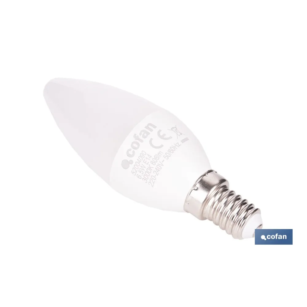 BOMBILLA LED VELA 6.5 W E14  806 LM 3000 K