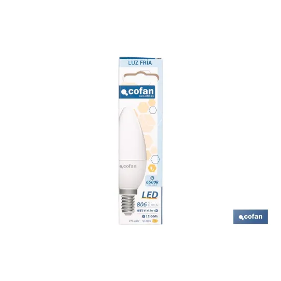 BOMBILLA LED VELA 6.5 W E14 806 LM 6500 K