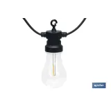 GUIRNALDA DE BOMBILLAS LED 10 UDS. CON PANEL SOLAR A19 3,7 V 1,2 Ah IP44 2700 K 4,5 + 3 M