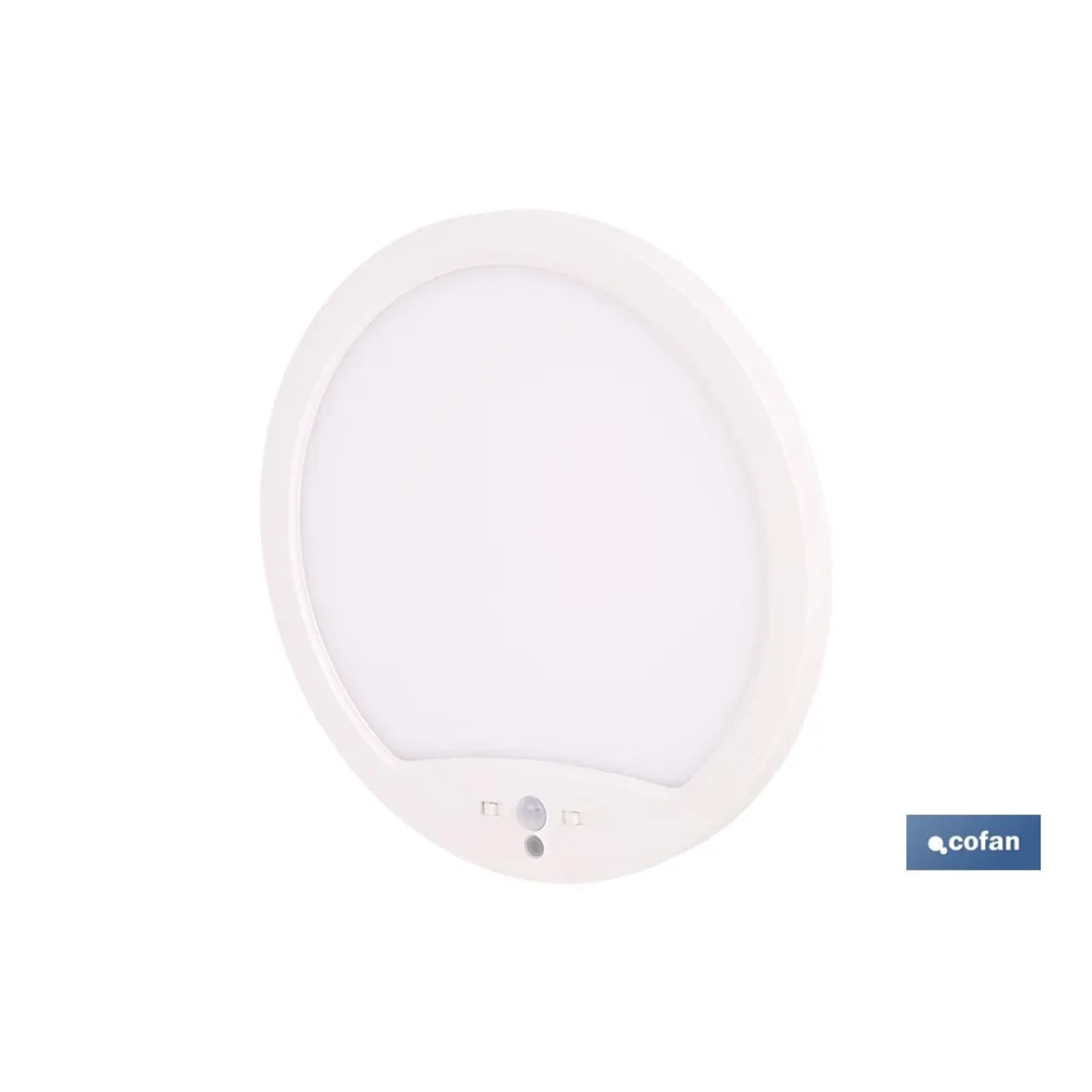 DOWNLIGHT DE SUPERFICIE BLANCO CON SENSOR DE PRESENCIA Y CREPUSCULAR 18 W Ø230 MM