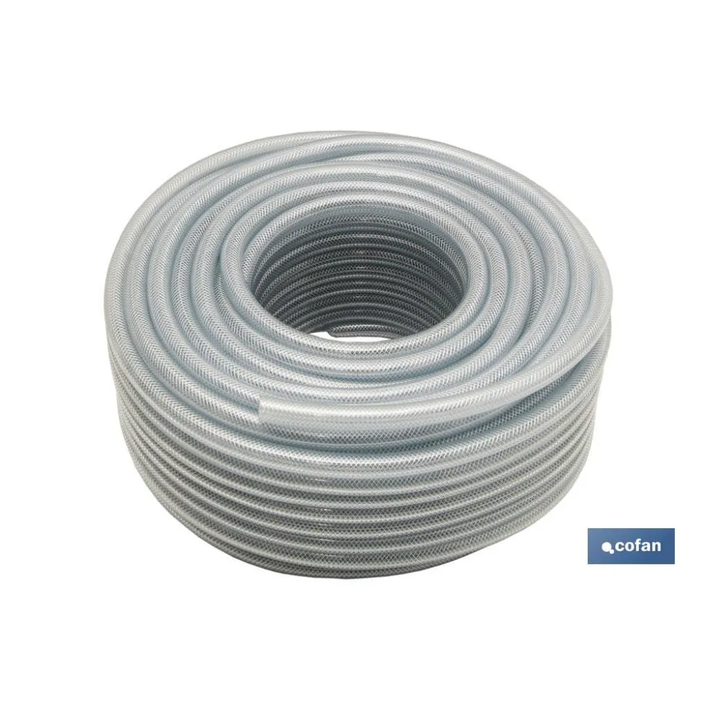MANGUERA PVC CRISTAL C/REFUERZO 8x14mm/100m