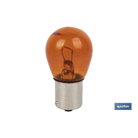 LÁMPARA COFAN 1 POLO ÁMBAR DESCENTRADA PY21W (BAU15s) 12V