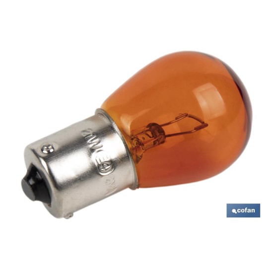 LÁMPARA COFAN 1 POLO ÁMBAR DESCENTRADA PY21W (BAU15s) 12V