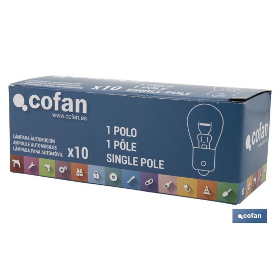 LÁMPARA COFAN 1 POLO ÁMBAR DESCENTRADA PY21W (BAU15s) 12V venta unitaria