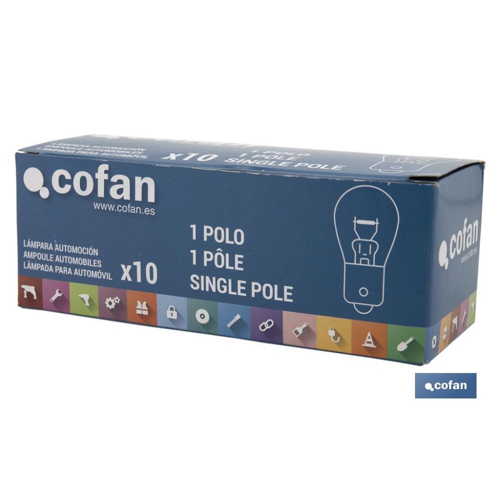 LÁMPARA COFAN 1 POLO ÁMBAR DESCENTRADA PY21W (BAU15s) 12V venta unitaria